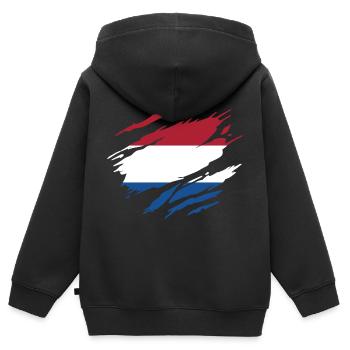 Drapeau des Pays-Bas Hollande - Sweat Premium à capuche zippé enfant bio - noir - Dos - AI Model Kid Male (0cm)