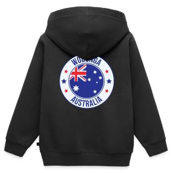 Emblème de l’insigne Wodonga Australia - Sweat Premium à capuche zippé enfant bio - noir - Dos - AI Model Kid Male (0cm)