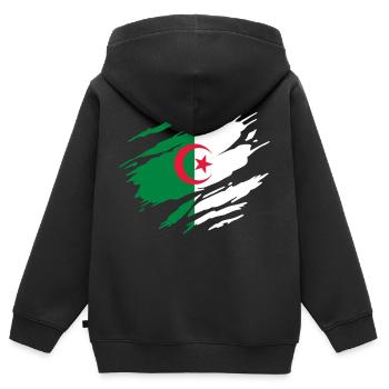 Algerische Flagge Algeriens - Kinder Premium Organic Zip Hoodie - Schwarz - Hinten - AI Model Kid Male (0cm)