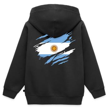 Argentine Drapeau Argentin Argentine - Sweat Premium à capuche zippé enfant bio - noir - Dos - AI Model Kid Male (0cm)