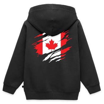 Canada Drapeau Canadien Canadienne - Sweat Premium à capuche zippé enfant bio - noir - Dos - AI Model Kid Male (0cm)