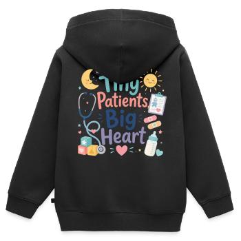 Tiny Patients Big Heart Pediatric Care - Kids Premium Organic Zip-up Hoodie - black - Back - AI Model Kid Male (0cm)