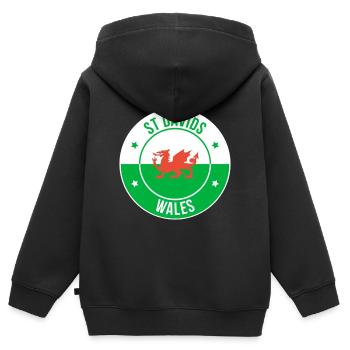 Emblème du Dragon gallois de St Davids - Sweat Premium à capuche zippé enfant bio - noir - Dos - AI Model Kid Male (0cm)