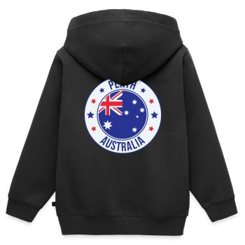 Insigne du drapeau rond de Perth, Australie - Sweat Premium à capuche zippé enfant bio - noir - Dos - AI Model Kid Male (0cm)