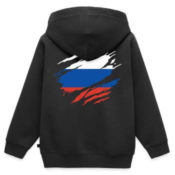 Russische Flagge Russlands - Kinder Premium Organic Zip Hoodie - Schwarz - Hinten - AI Model Kid Male (0cm)