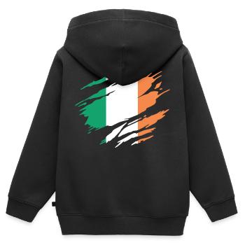 Irlande Drapeau Irlandais Irlandaise - Sweat Premium à capuche zippé enfant bio - noir - Dos - AI Model Kid Male (0cm)