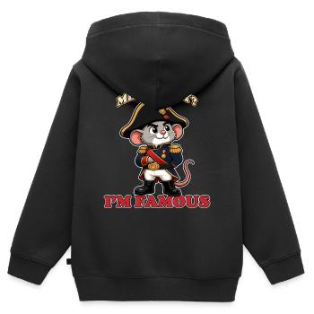 Moi, c’est fou, je suis célèbre, mascotte drôle de Napoléon - Sweat Premium à capuche zippé enfant bio - noir - Dos - AI Model Kid Male (0cm)