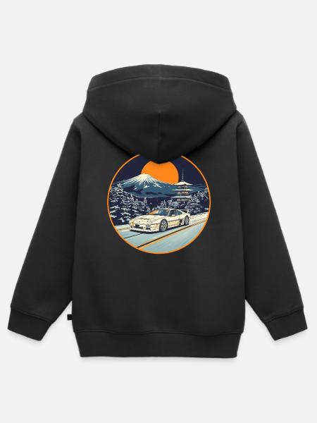 Neon-Winterpagode Performance-Kunst - Kinder Premium Organic Zip Hoodie - Schwarz