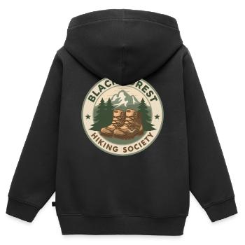 Black Forest Hiking Society | Vintage Badge - Kinder Premium Organic Zip Hoodie - Schwarz - Hinten - AI Model Kid Male (0cm)