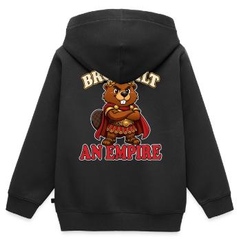 Bro Built an Empire Lustiger römischer Biber-Meme - Kinder Premium Organic Zip Hoodie - Schwarz - Hinten - AI Model Kid Male (0cm)