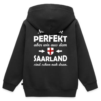 Niemand ist perfekt Saarland - Kinder Premium Organic Zip Hoodie - Schwarz - Hinten - AI Model Kid Male (0cm)