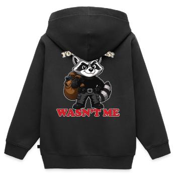 Tes snacks n’étaient pas moi mascotte voleur raton laveur drôle - Sweat Premium à capuche zippé enfant bio - noir - Dos - AI Model Kid Male (0cm)