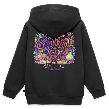 Schulkind 2026 – 1. Klasse - Kinder Premium Organic Zip Hoodie - Schwarz - Hinten - AI Model Kid Male (0cm)