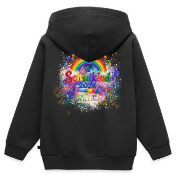 Regenbogen Schulkind 2026 - Kinder Premium Organic Zip Hoodie - Schwarz - Hinten - AI Model Kid Male (0cm)