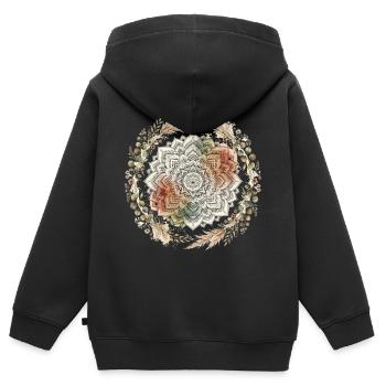 Lotus Mandala mit Blumenkranz - Kinder Premium Organic Zip Hoodie - Schwarz - Hinten - AI Model Kid Male (0cm)