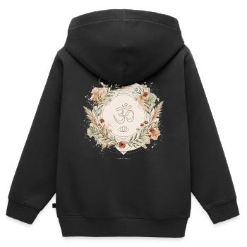 Om Lotus Mandala Yoga Boho Zen - Kinder Premium Organic Zip Hoodie - Schwarz - Hinten - AI Model Kid Male (0cm)