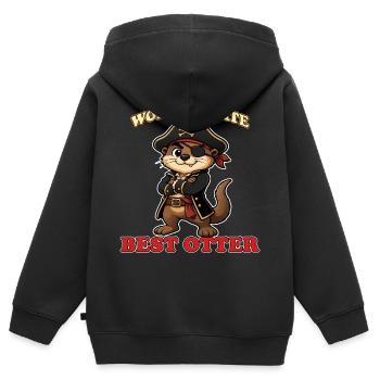 Schlechtester Pirat Beste Otter-lustige Piraten-Maskottchen-Meme - Kinder Premium Organic Zip Hoodie - Schwarz - Hinten - AI Model Kid Male (0cm)
