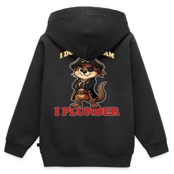 Ich streame nicht, ich plündere lustige Piratenotter - Kinder Premium Organic Zip Hoodie - Schwarz - Hinten - AI Model Kid Male (0cm)