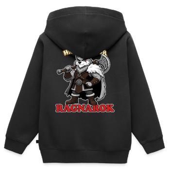 Weck mich für Ragnarok Lustiges Wikingerwolf-Maskottchen - Kinder Premium Organic Zip Hoodie - Schwarz - Hinten - AI Model Kid Male (0cm)