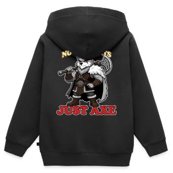 No Thoughts Just Axe Funny Viking Wolf Mascot - Kids Premium Organic Zip-up Hoodie - black - Back - AI Model Kid Male (0cm)