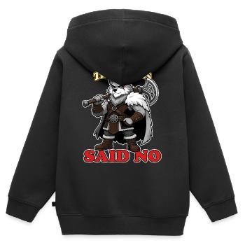 Die Runen sagten: Kein lustiges nordisches Wolf-Wikinger-Maskottchen - Kinder Premium Organic Zip Hoodie - Schwarz - Hinten - AI Model Kid Male (0cm)