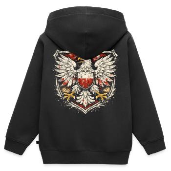Polen Adler Wappen – Polnischer Adler Grunge - Kinder Premium Organic Zip Hoodie - Schwarz - Hinten - AI Model Kid Male (0cm)