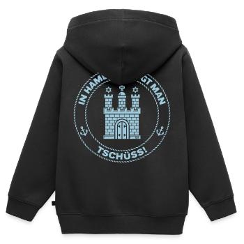 In Hamburg Sagt Man Tschüss! (Abschied / Sky Blue) - Kinder Premium Organic Zip Hoodie - Schwarz - Hinten - AI Model Kid Male (0cm)