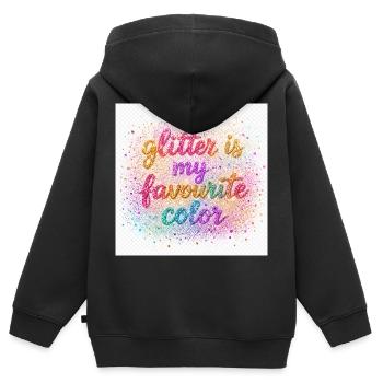 Glitzer ist meine Lieblingsfarbe - Kinder Premium Organic Zip Hoodie - Schwarz - Hinten - AI Model Kid Male (0cm)