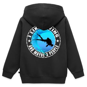 ICH MAG TAUCHEN UND VIELLEICHT DREI LEUTE - Kinder Premium Organic Zip Hoodie - Schwarz - Hinten - AI Model Kid Male (0cm)