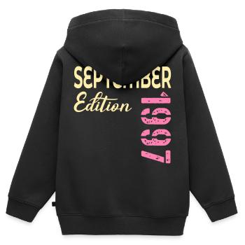 September 1997 - 29. Geburtstag - Kinder Premium Organic Zip Hoodie - Schwarz - Hinten - AI Model Kid Male (0cm)