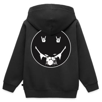 Rockige Schlagzeug Silhouette - Kinder Premium Organic Zip Hoodie - Schwarz - Hinten - AI Model Kid Male (0cm)