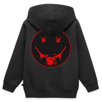 Rocker Drumset Silhouette Hände - Kinder Premium Organic Zip Hoodie - Schwarz - Hinten - AI Model Kid Male (0cm)