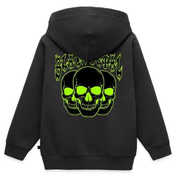 Neon-Schädel-Trio Black Metal  - Kinder Premium Organic Zip Hoodie - Schwarz - Hinten - AI Model Kid Male (0cm)