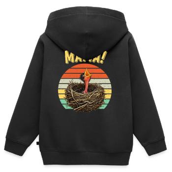 Mama Hungry Baby Bird - Kinder Premium Organic Zip Hoodie - Schwarz - Hinten - AI Model Kid Male (0cm)