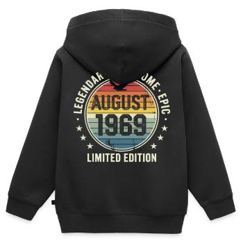 Legendäres Retro-Vintage-Jubiläum im August 1969 - Kinder Premium Organic Zip Hoodie - Schwarz - Hinten - AI Model Kid Male (0cm)