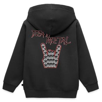 Death Metal Skull Hand Pommesgabel  - Kinder Premium Organic Zip Hoodie - Schwarz - Hinten - AI Model Kid Male (0cm)