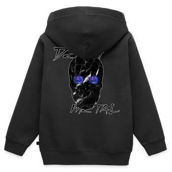 Galaxie Death Metal Totenkopf  - Kinder Premium Organic Zip Hoodie - Schwarz - Hinten - AI Model Kid Male (0cm)