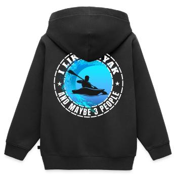 ICH MAG KAJAK UND VIELLEICHT DREI LEUTE - Kinder Premium Organic Zip Hoodie - Schwarz - Hinten - AI Model Kid Male (0cm)
