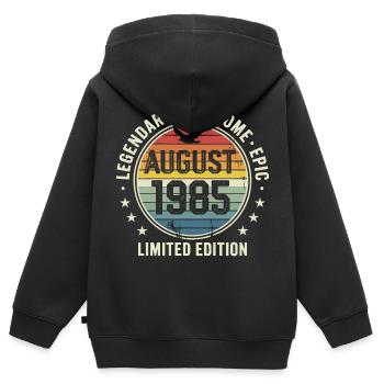 Legendäres Retro-Vintage-Jubiläum im August 1985 - Kinder Premium Organic Zip Hoodie - Schwarz - Hinten - AI Model Kid Male (0cm)