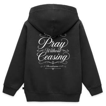 Betet ohne Aufhören – Thessaloniker 5,17 - Kinder Premium Organic Zip Hoodie - Schwarz - Hinten - AI Model Kid Male (0cm)