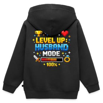 Level Up Husband Mode Gamer Ehemann Retro JGA - Kinder Premium Organic Zip Hoodie - Schwarz - Hinten - AI Model Kid Male (0cm)