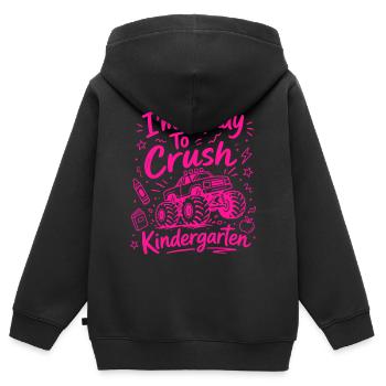 Ich bin bereit, Kindergarten – Monstertruck zu meistern - Kinder Premium Organic Zip Hoodie - Schwarz - Hinten - AI Model Kid Male (0cm)