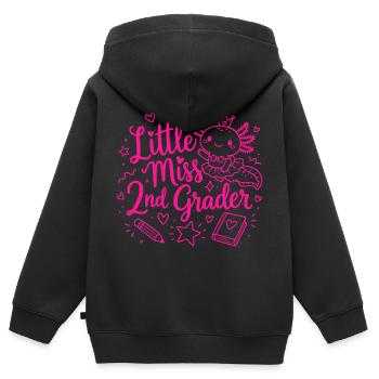 Little Miss 2nd Grader - Cute Axolotl - Kids Premium Organic Zip-up Hoodie - black - Back - AI Model Kid Male (0cm)