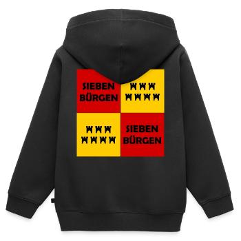 Siebenbürgen Quadrat Muster - Kinder Premium Organic Zip Hoodie - Schwarz - Hinten - AI Model Kid Male (0cm)