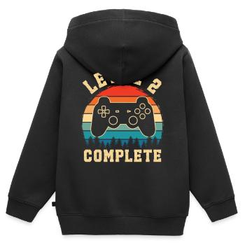level 2 complete – Bébé 2ème anniversaire - Sweat Premium à capuche zippé enfant bio - noir - Dos - AI Model Kid Male (0cm)