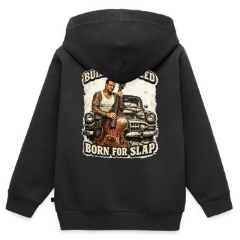 Rockabilly Kontrabass Oldtimer - Built For Speed - Kinder Premium Organic Zip Hoodie - Schwarz - Hinten - AI Model Kid Male (0cm)