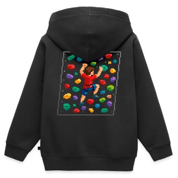 Retro Pixel Art Bouldern 8-Bit Kletterwand - Kinder Premium Organic Zip Hoodie - Schwarz - Hinten - AI Model Kid Male (0cm)