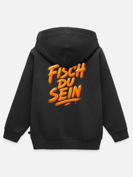 Fisch du sein Angler Spruch - Kinder Premium Organic Zip Hoodie - Schwarz