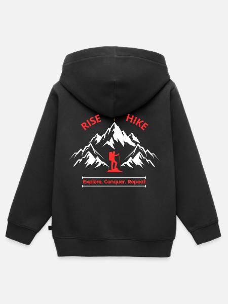 Bergkompass aufsteigen und wandern - Kinder Premium Organic Zip Hoodie - Schwarz
