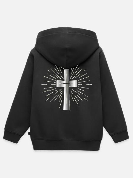 Christlicher Glaube, Symbol Kreuz - Kinder Premium Organic Zip Hoodie - Schwarz